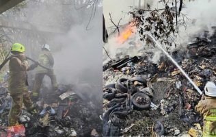 Genera incendio en basurero clandestino riesgo para familias en Etla